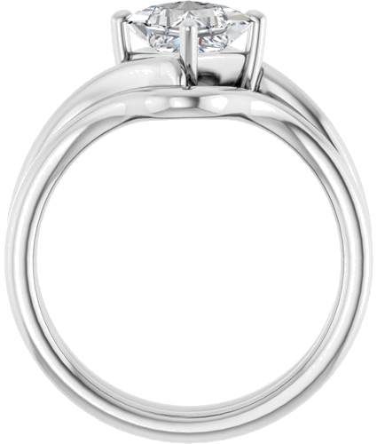 Sužadėtuvių Žiedas „Solitaire Bypass“ 14k white gold Square 5.5mm (7)