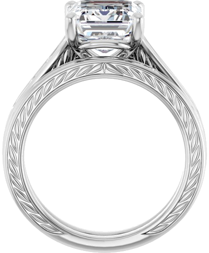 Sužadėtuvių Žiedas „Solitaire Scroll“ 14k white gold Emerald 10mm x 8mm (7)