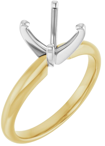 Sužadėtuvių Žiedas „Solitaire“ 585 Baltojo Ir Geltonojo Aukso Round 6.6mm x 7.2mm (6)