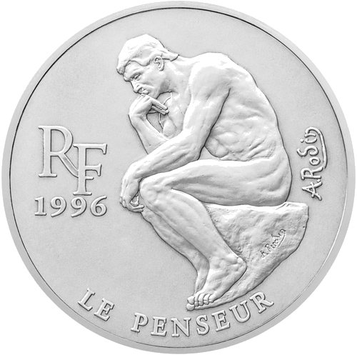 10 Frankų Le Penseur 1996 Prancūzija sidabrinė moneta (1)