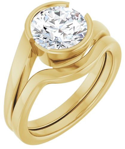 Sužadėtuvių Žiedas „Half-Bezel Solitaire“ 14k yellow gold Round 8mm (6)