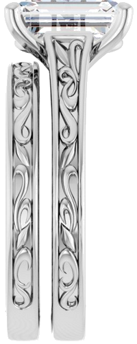 Sužadėtuvių Žiedas „Solitaire Scroll“ 950 Platinos Emerald 9mm x 7mm (9)