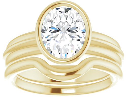 Sužadėtuvių Žiedas „Bezel-Set Solitaire“ 585 Geltonojo Aukso Oval 9mm x 7mm (8)