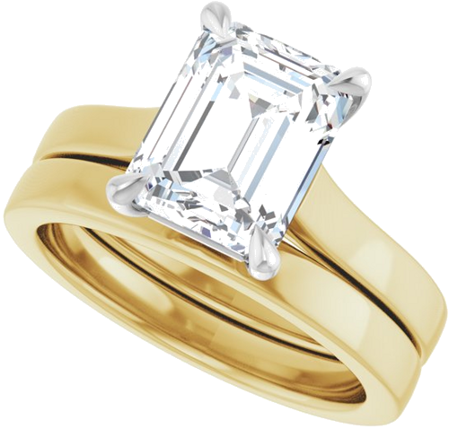 Sužadėtuvių Žiedas „Claw-Prong“ 14k yellow/white gold Emerald 9mm x 7mm (10)