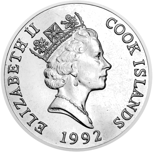 5 doleriai Gorila 1992 Kuko salos sidabrinė moneta (2)