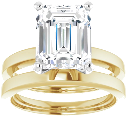 Sužadėtuvių Žiedas „Solitaire“ 585 Baltojo Ir Geltonojo Aukso Emerald 10mm x 8mm (8)