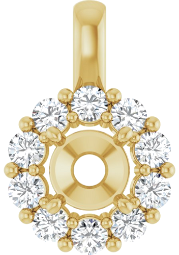 Pakabukas „Halo-Style“ 14k yellow gold Round 5.5mm (1)