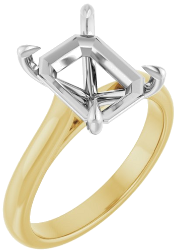 Sužadėtuvių Žiedas „Claw-Prong“ 14k yellow/white gold Emerald 10mm x 8mm (1)