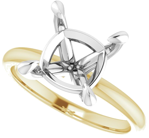 Sužadėtuvių Žiedas „Solitaire“ 14k yellow/white gold Cushion 9mm (5)