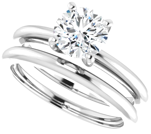 18K White  6.5 mm Round Solitaire Engagement Ring Mounting (10)