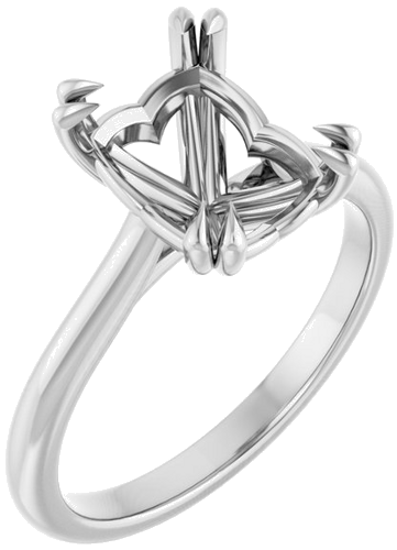 Sužadėtuvių Žiedas „Double Claw-Prong“ 14k white gold Emerald 9mm x 7mm (1)