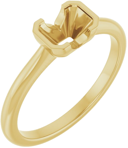 14K Yellow 6x4 mm Emerald Solitaire Engagement Ring Mounting (1)