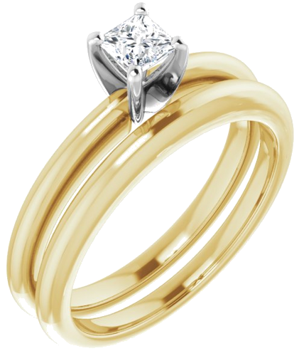 Sužadėtuvių Žiedas 14k yellow/white gold Square 3.5mm (6)