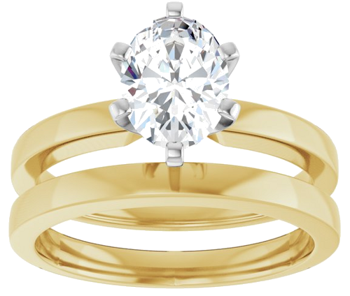 Sužadėtuvių Žiedas „Solitaire“ 14k yellow/white gold Oval 8mm x 6mm (8)
