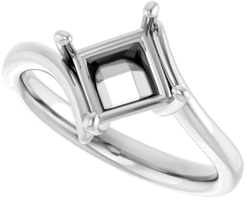 Sužadėtuvių Žiedas „Solitaire Bypass“ 14k white gold Square 6.5mm (5)