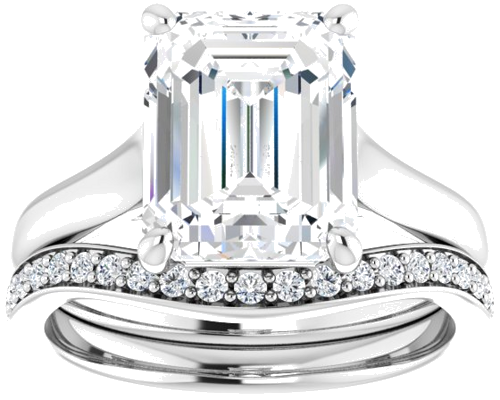 14K White 10x8 mm Emerald Solitaire Engagement Ring Mounting (8)