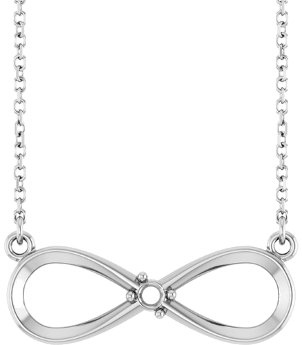 Sterling Silver 1-Stone Infinity-Inspired Family 18  Necklace Mounting (1)