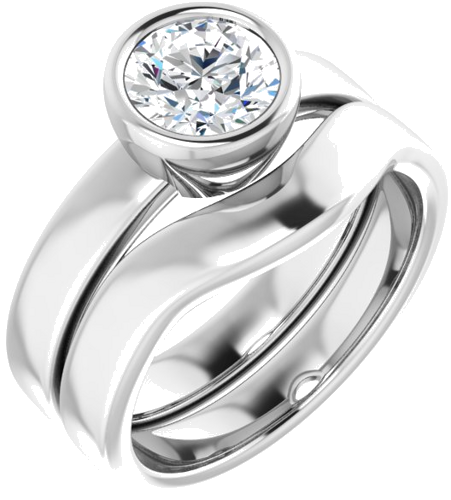 Sužadėtuvių Žiedas „Bezel-Set Solitaire“ 10k white gold Round 6.5mm (6)