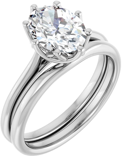Sužadėtuvių Žiedas „Solitaire“ 14k white gold Oval 9mm x 7mm (6)