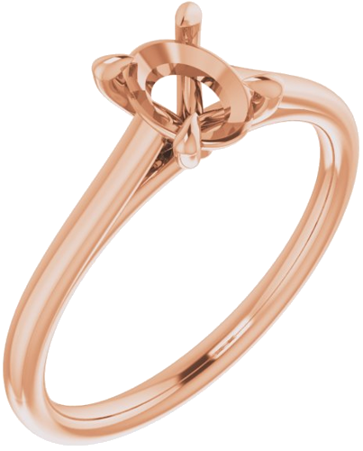 14K Rose  7x5 mm Oval Solitaire Engagement Ring Mounting (1)
