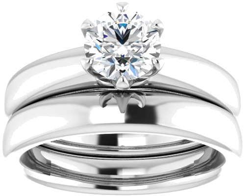 Sužadėtuvių Žiedas „Solitaire“ 585 Baltojo Aukso Round 6mm (8)