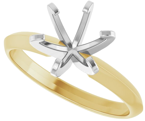 14K Yellow White 7.4 mm Round Solitaire Engagement Ring Mounting (5)