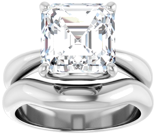 Sužadėtuvių Žiedas „Solitaire Crown-Inspired“ 14k white gold Asscher 9mm (8)