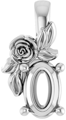 Pakabukas „Solitaire Floral“ 14k white gold Oval 6mm x 4mm (1)