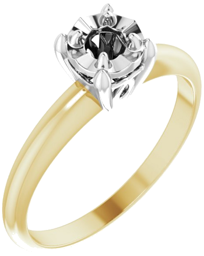 14K Yellow   White 3.2 mm Round 4-Prong Illusion Solitaire Ring Mounting (1)