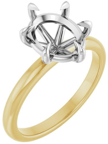 Sužadėtuvių Žiedas „Claw-Prong“ 14k yellow/white gold Oval 10mm x 8mm (1)
