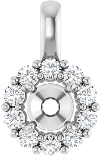 14K White 4.4 mm Round 1 6 CTW Natural Diamond Semi-Set Pendant (1)