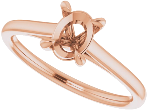 14K Rose  7x5 mm Oval Solitaire Engagement Ring Mounting (5)