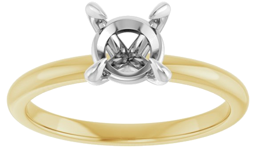 Sužadėtuvių Žiedas „Solitaire“ 585 Baltojo Ir Geltonojo Aukso Round 6.5mm (3)