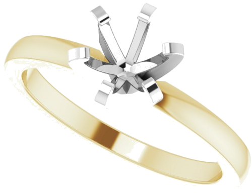 14K Yellow White 5.7-6 mm Round Solitaire Engagement Ring Mounting (5)