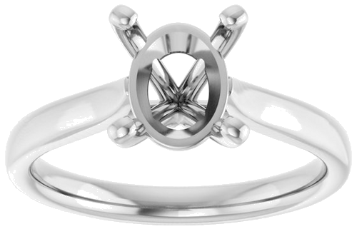 14K White 9x7 mm Oval Engagement Ring Mounting (3)