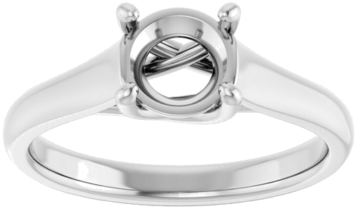 14K White 6.5 mm Round Solitaire Engagement Ring Mounting (3)