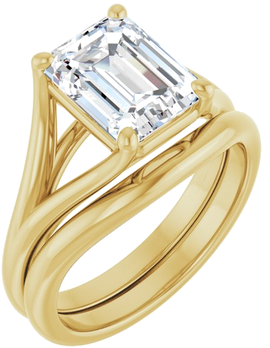 Sužadėtuvių Žiedas „Solitaire“ 585 Geltonojo Aukso Emerald 9mm x 7mm (6)