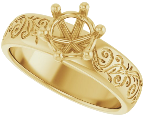 Sužadėtuvių Žiedas „Solitaire“ 585 Geltonojo Aukso Round 6.5mm (5)