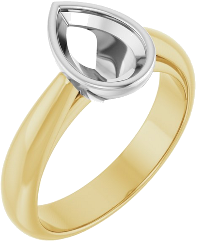 Sužadėtuvių Žiedas „Bezel-Set Solitaire“ 14k yellow/white gold Pear 9mm x 6mm (1)