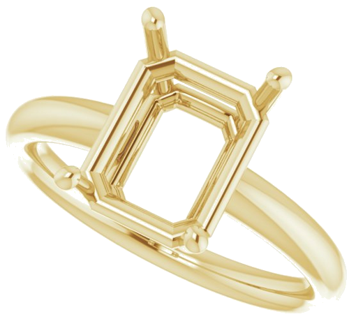 Sužadėtuvių Žiedas „Solitaire“ 585 Geltonojo Aukso Emerald 10mm x 8mm (5)