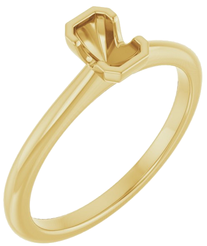 Sužadėtuvių Žiedas „Half-Bezel“ 10k yellow gold Emerald 5mm x 3mm (1)