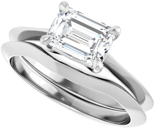 Sužadėtuvių Žiedas „Claw-Prong Solitaire“ 14k white gold Emerald 7mm x 5mm (10)