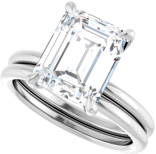 Sužadėtuvių Žiedas „Claw-Prong Solitaire“ 14k white gold Emerald 10mm x 8mm (10)