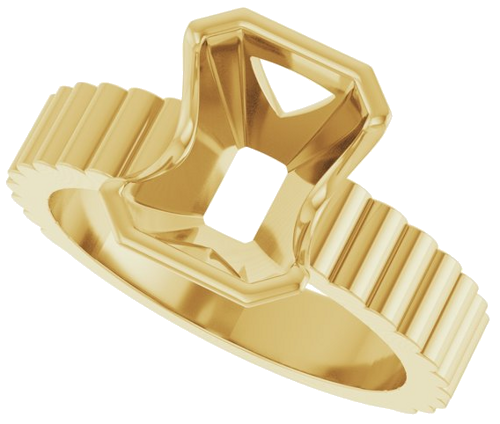 Sužadėtuvių Žiedas „Half-Bezel Solitaire“ 14k yellow gold Emerald 9mm x 7mm (5)