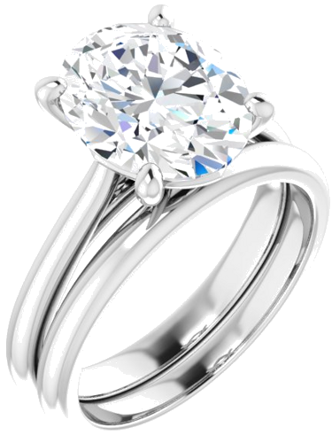 14K White 11x9 mm Oval Solitaire Engagement Ring Mounting (6)