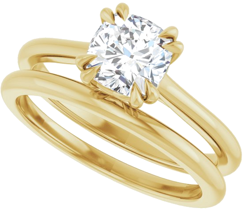 Sužadėtuvių Žiedas „Solitaire“ 585 Geltonojo Aukso Cushion 6mm (10)