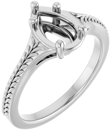Sužadėtuvių Žiedas „Solitaire“ 14k white gold Pear 8mm x 5mm (1)