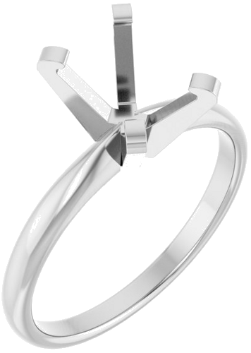 14K White 8x6 mm Emerald Solitaire Engagement Ring Mounting (1)