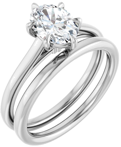 Sužadėtuvių Žiedas „Claw-Pong“ 14k white gold Oval 8mm x 6mm (6)