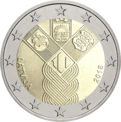 2018 Latvija 100th anniversary of the Baltic States 2 euro BU coin in coincard (2)